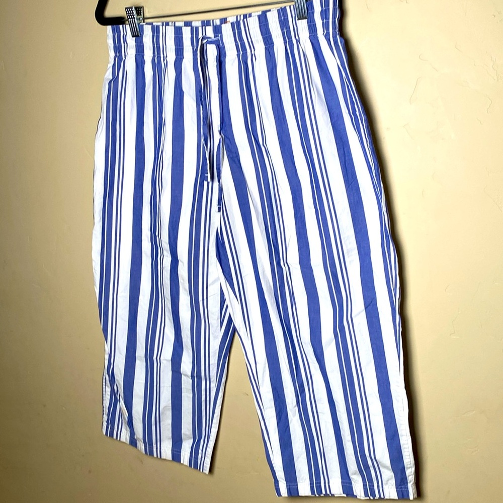 🌺 CYZ Inseam 21.5” Medium Blue White Stripe Capri Lightweight Pants
